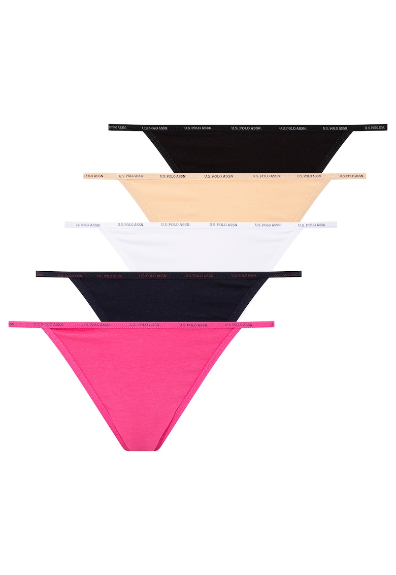 Set de chiloti - 5 perechi - Negru/Albastru ultramarin/Roz