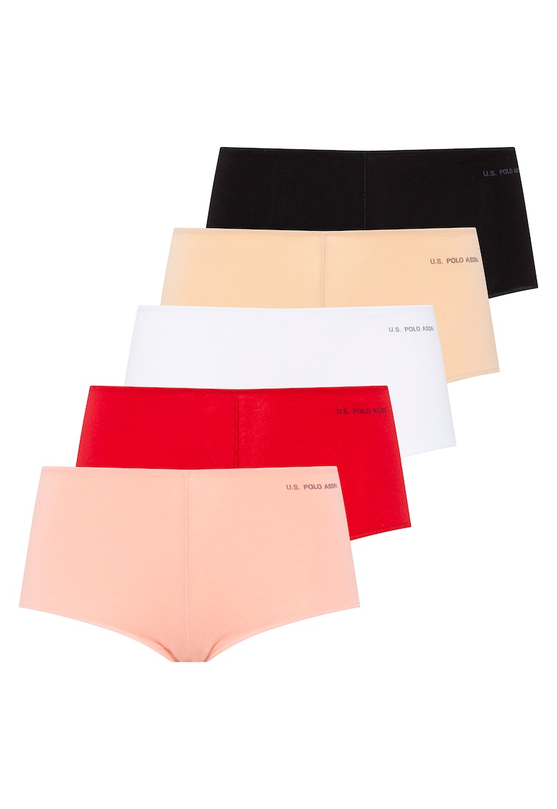 Set de chiloti hipster - 5 perechi - Rosu/Negru/Roz