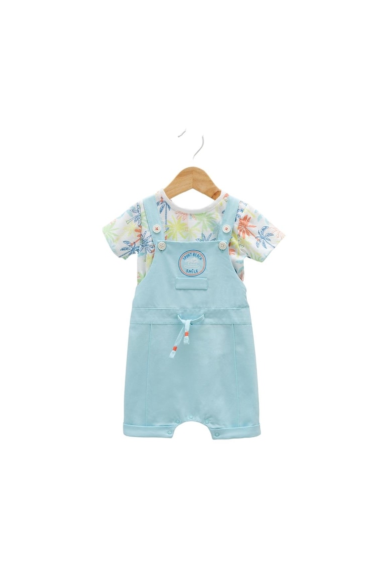 Salopeta baietei - cu tricou - SLE8098 - Albastru deschis - 74 cm