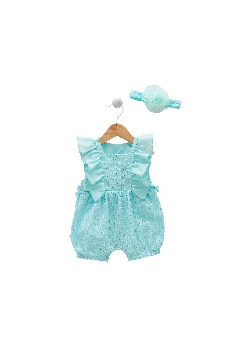 Salopeta scurta fete - cu volanase - TK8153 - Albastru