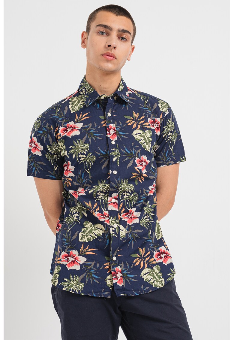 Tricou cu maneci scurte si imprimeu tropical Chill