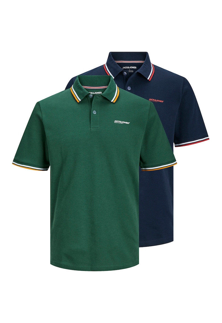 Set de tricouri polo cu detalii contrastante - 2 piese