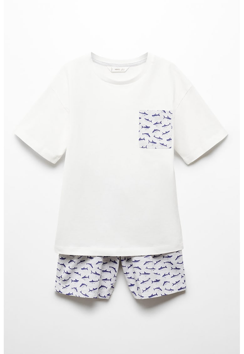 Pijama scurta cu imprimeu grafic Oceans