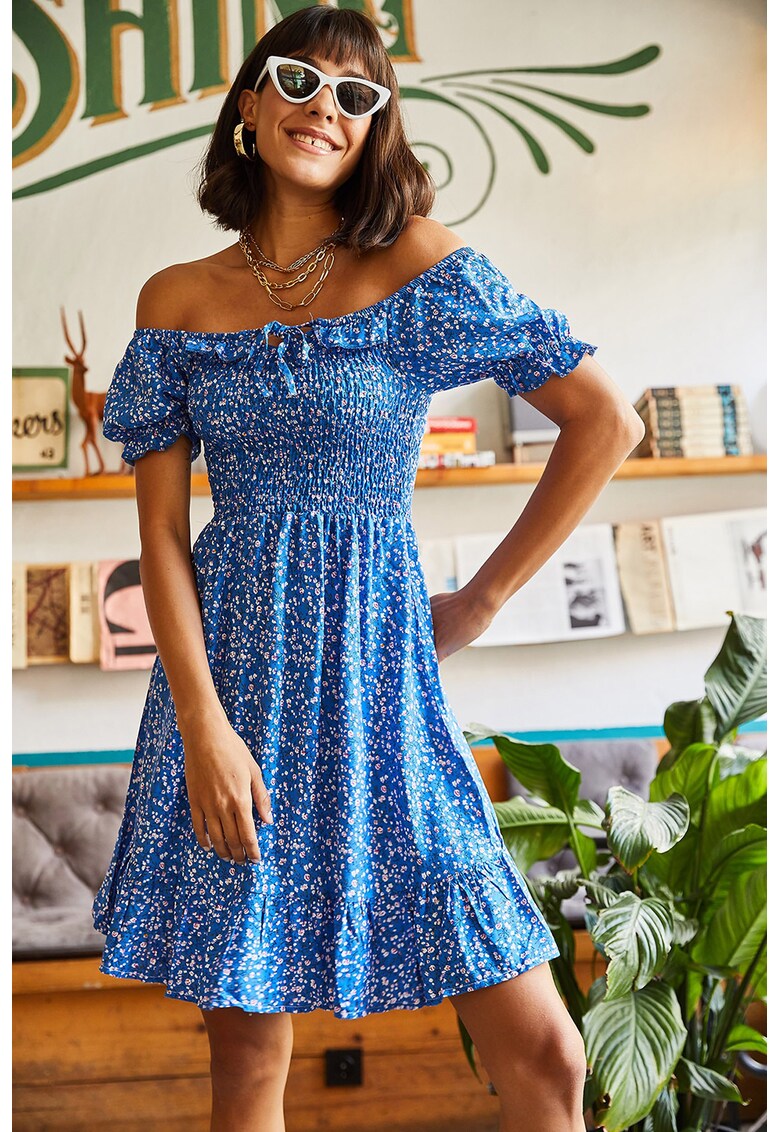 Rochie evazata cu imprimeu floral