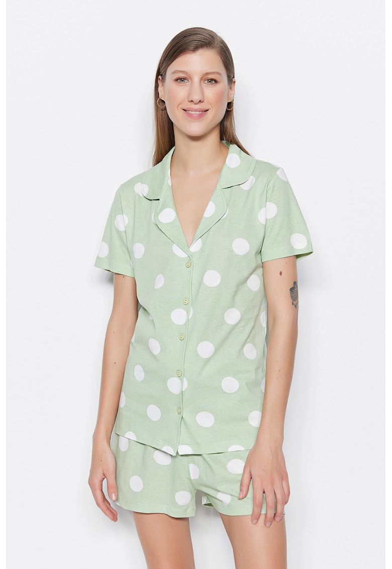 Pijama scurta de bumbac cu buline