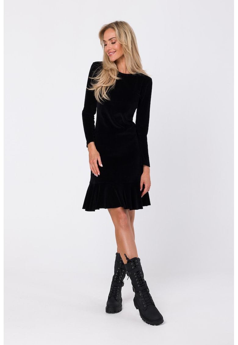 Rochie cu volane - negru -