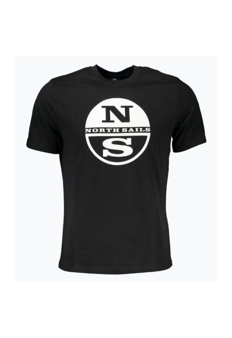 Tricou barbati cu imprimeu cu logo si croiala Regular fit negru