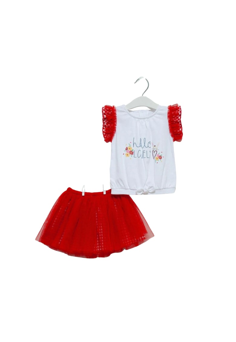 Compleu cu fustita din tulle -  2 piese - TKK7112 - Rosu -