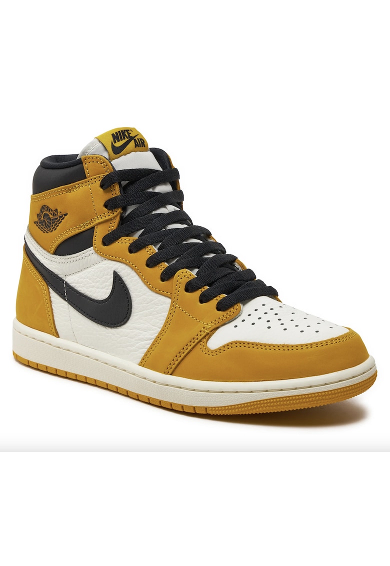 Pantofi sport pentru barbati Air Jordan 1 Retro High OG - Multicolor - piele naturala - Talpa din cauciuc cu sistem de amortizare Air - model DZ5485 701 - Galben inchis