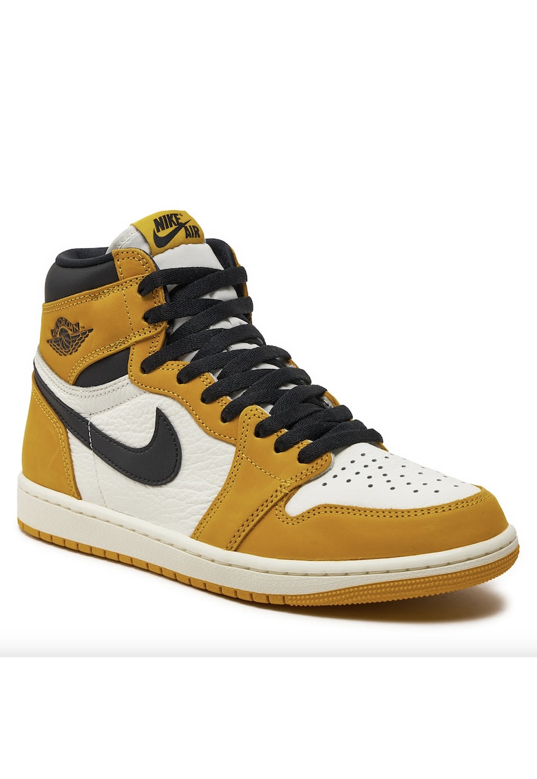 Pantofi sport pentru barbati Air Jordan 1 Retro High OG - Multicolor - piele naturala - Talpa din cauciuc cu sistem de amortizare Air - model DZ5485 701 - Galben inchis