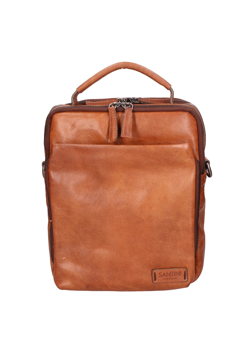 Geanta crossbody unisex de piele cu buzunare cu fermoar 27267