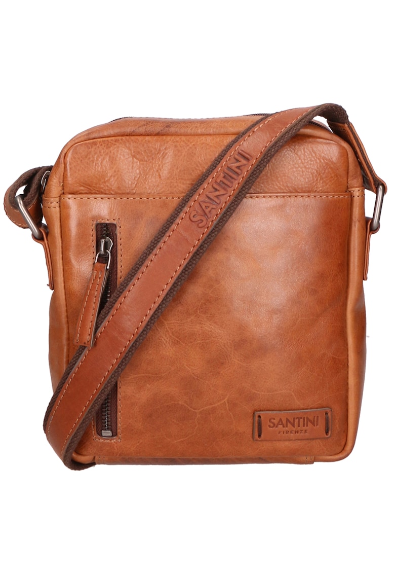 Geanta crossbody unisex de piele cu buzunare multiple