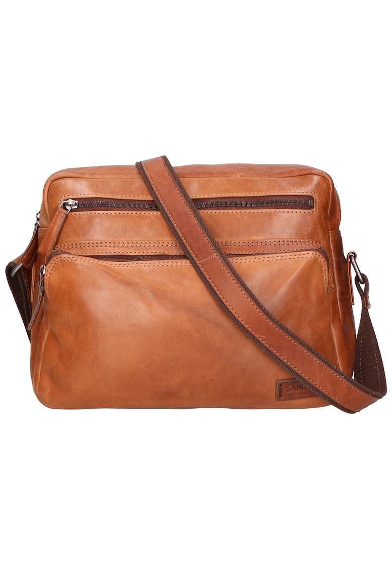 Geanta crossbody unisex de piele cu buzunare multiple