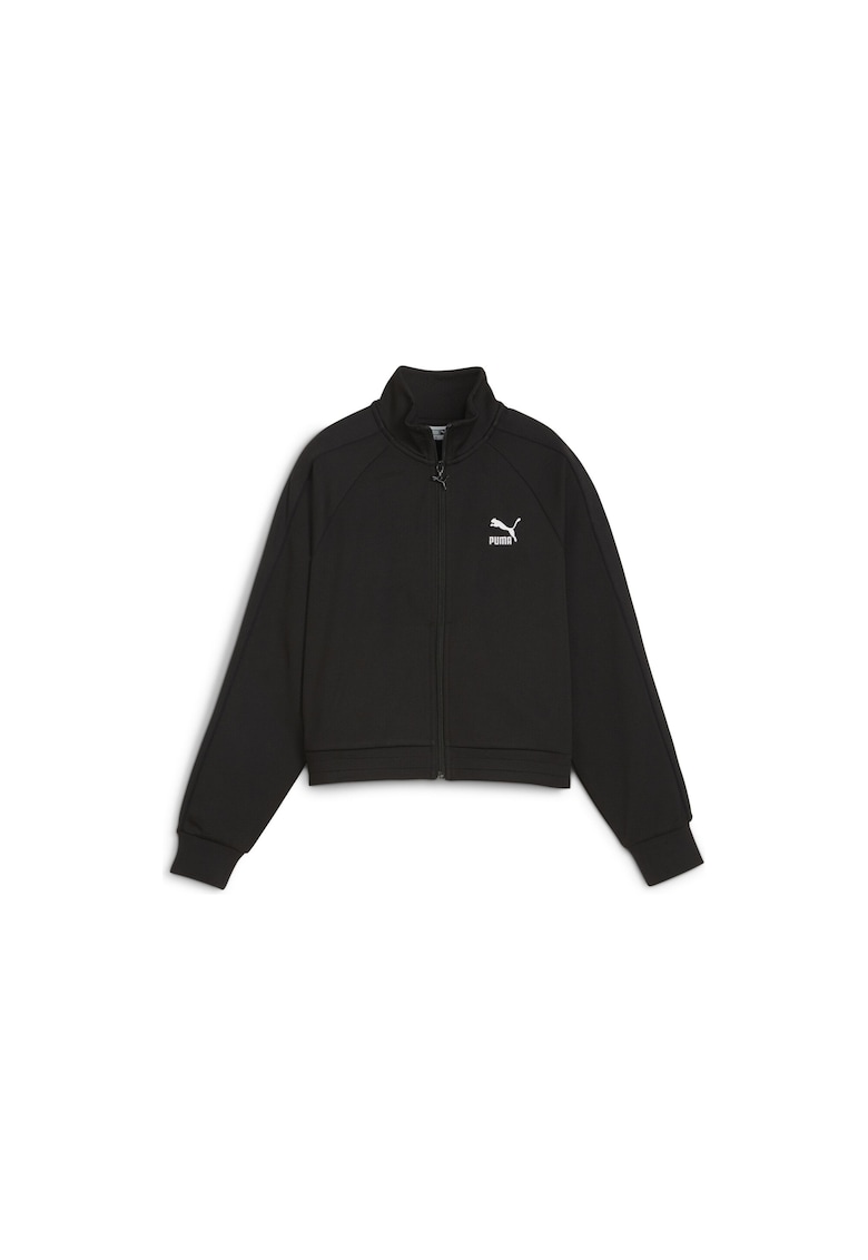 Bluza de trening din amestec de bumbac cu fermoar si guler mediu