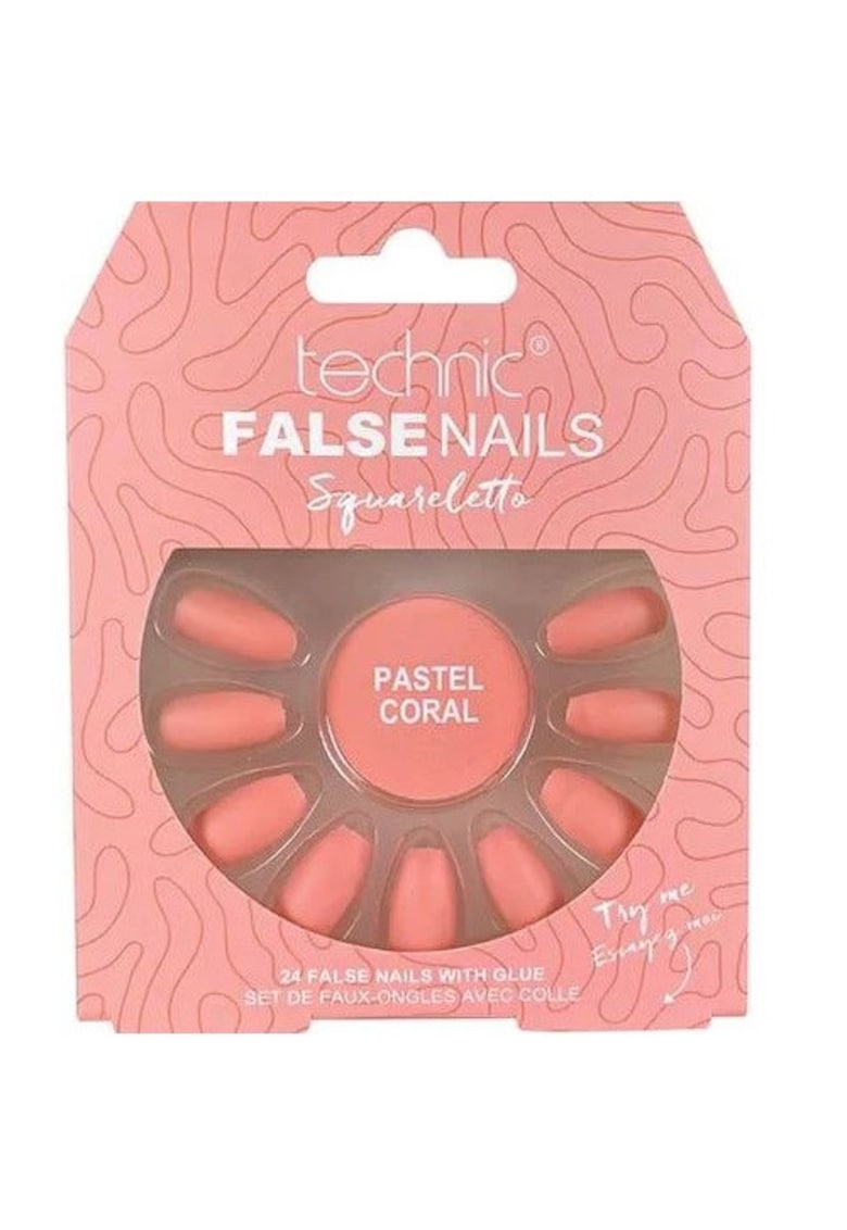 Set 24 unghii false - cu adeziv inclus -  False Nails - Squareletto - Pastel Coral