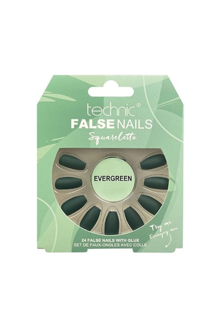 Set 24 unghii false - cu adeziv inclus -  False Nails - Squareletto - Evergreen