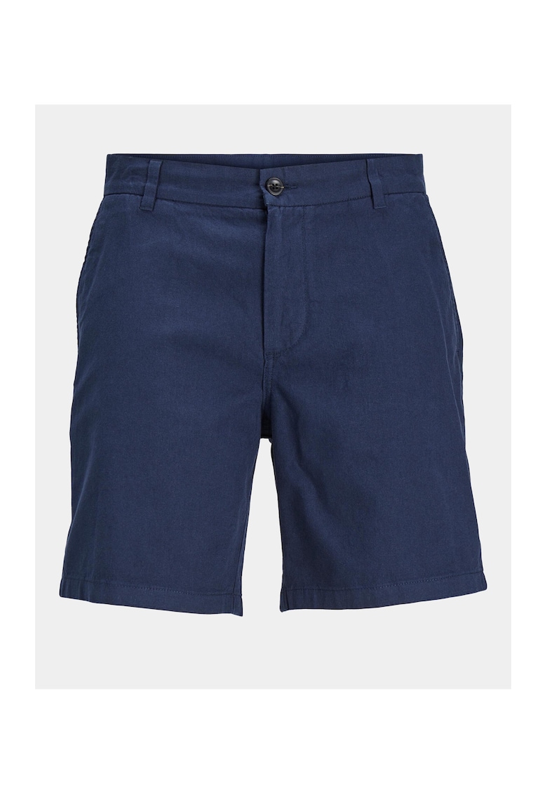 Pantaloni scurti chino din amestec de in - Albastru inchis