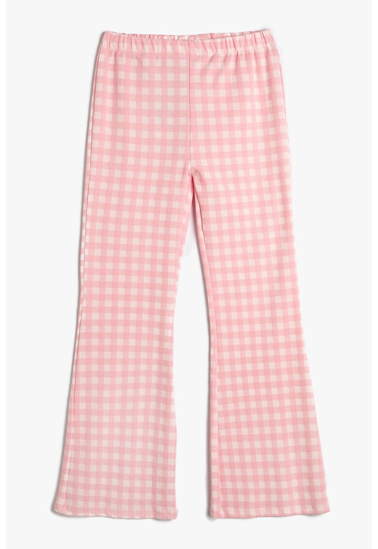 Pantaloni bootcut din amestec de bumbac in carouri
