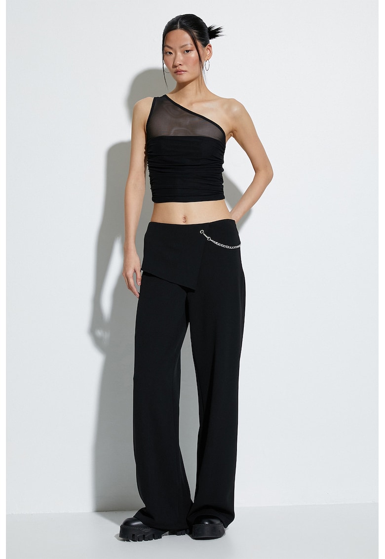 Top crop din tul cu pliuri