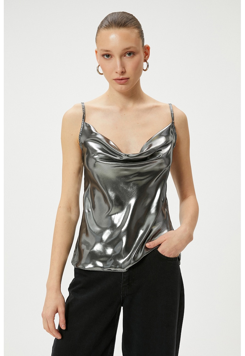 Bluza fara maneci cu decolteu drapat