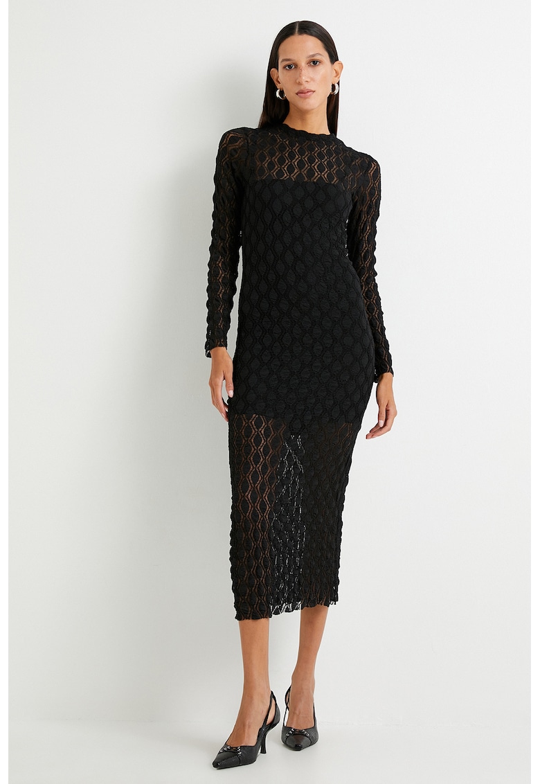 Rochie midi cu aspect semi-transparent