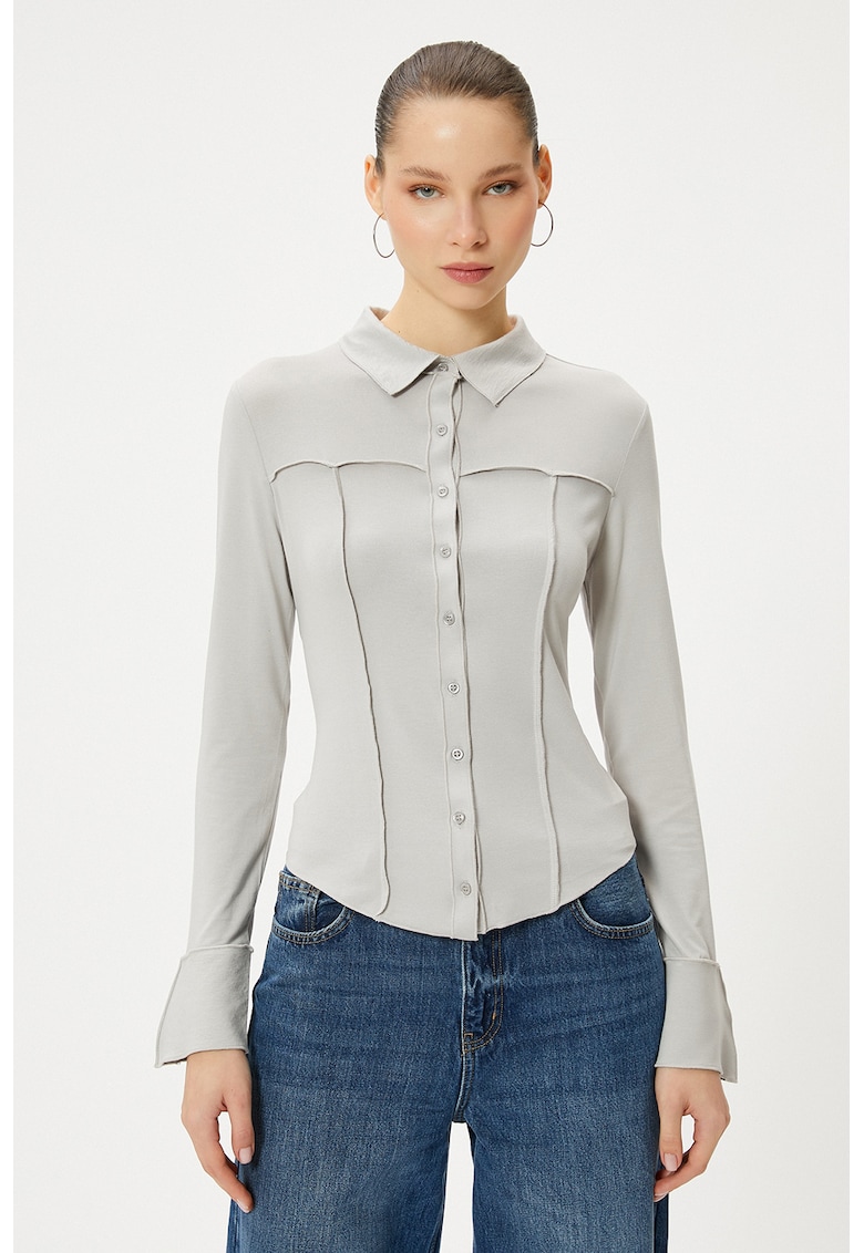 Bluza slim fit cu cusaturi frontale