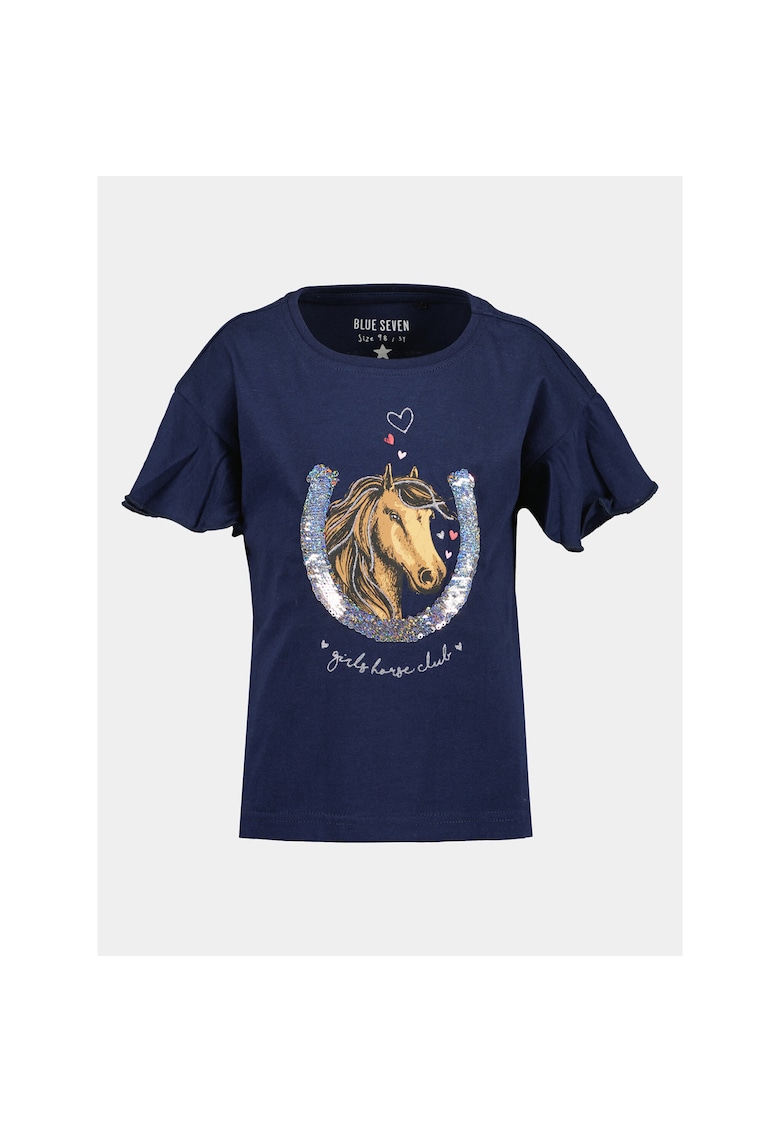 Tricou fete - 303571887 - Albastru inchis - Bumbac - Albastru inchis