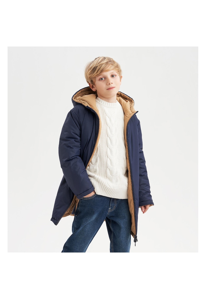 Geaca reversibila pentru baieti - 0.7556 - Bleumarin/Bej - Bej/Bleumarin