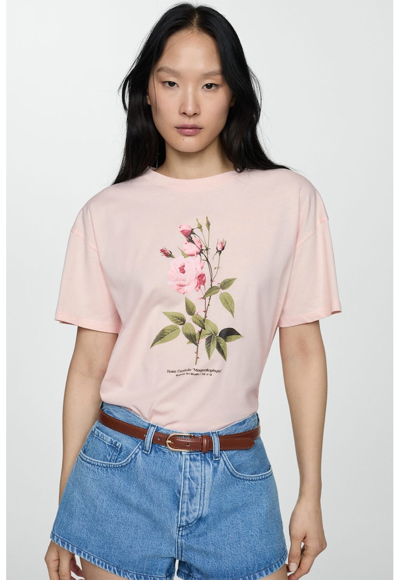 Tricou de bumbac cu model floral