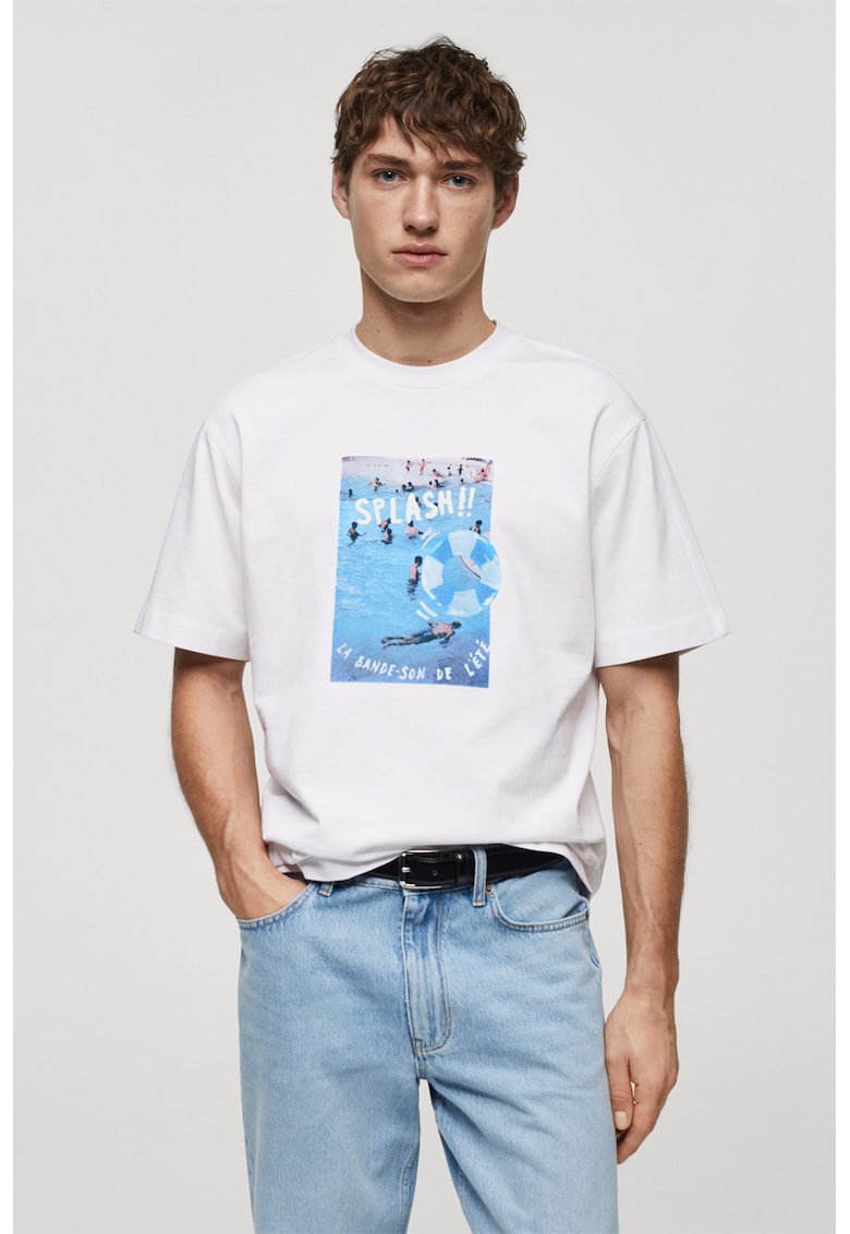 Tricou din bumbac cu model cu imprimeu Splash