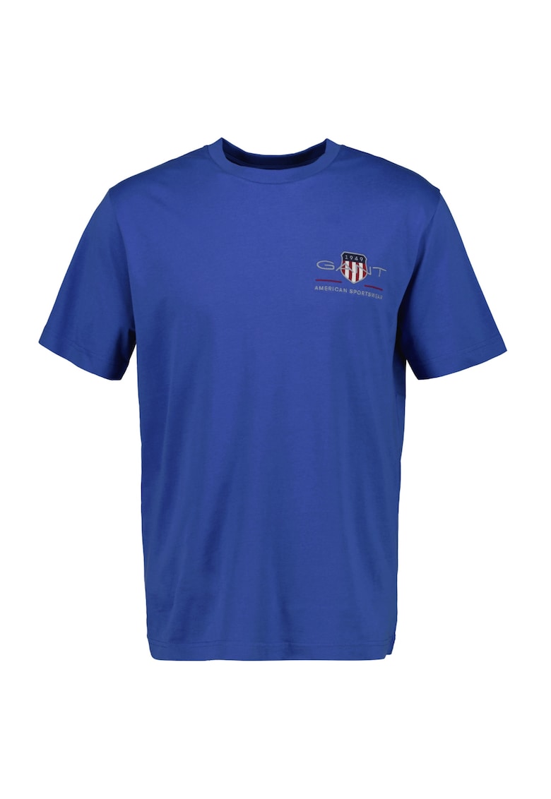 Tricou regular fit cu decolteu la baza gatului Archive - Albastru regal