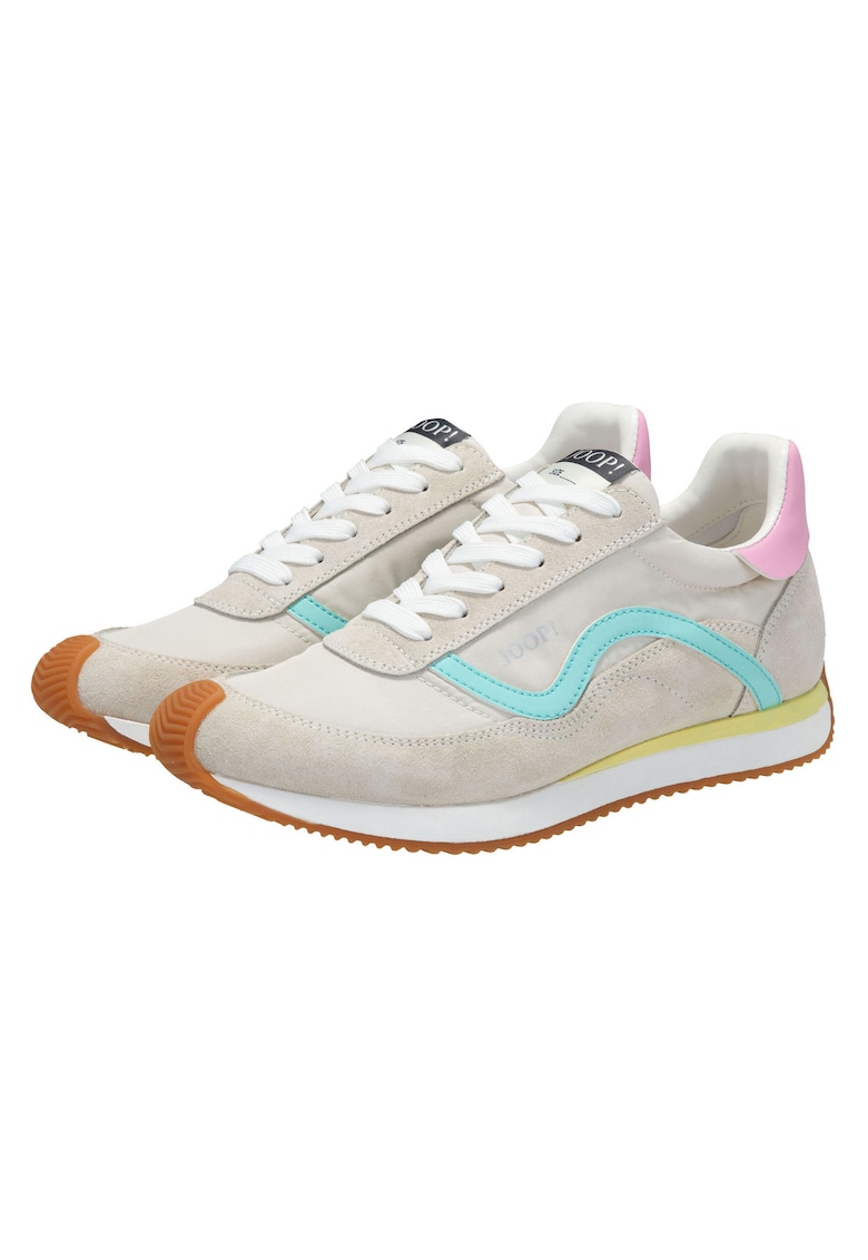 Pantofi sport de piele intoarsa cu garnituri textile 26673 – Bej/Roz/Albastru Pantofi sport de piele intoarsa cu garnituri textile 26673 – Bej/Roz/Albastru