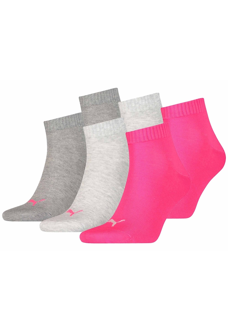 Set de sosete pana la glezna unisex - 6 perechi - Roz aprins/Gri melange
