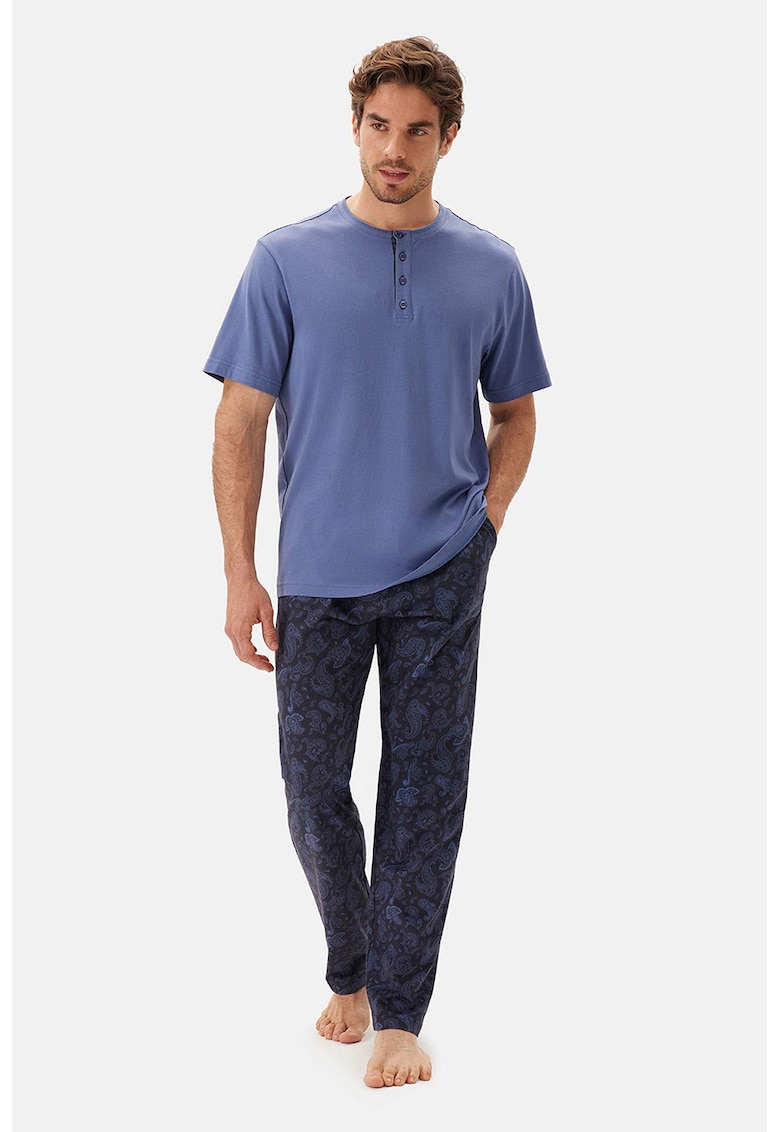 Pijama cu pantaloni lungi si imprimeu paisley