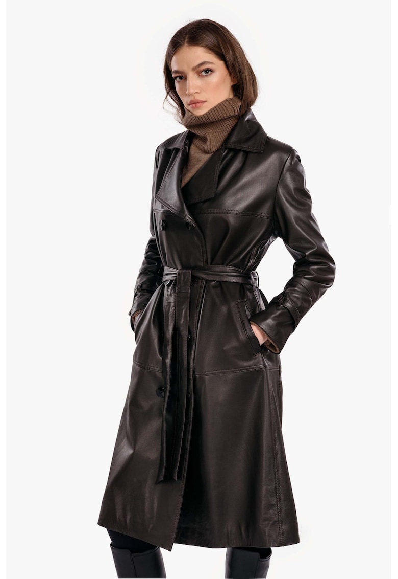 Trench din piele naturala pentru Femei - Model Leather Trench Trench din piele naturala pentru Femei - Model Leather Trench