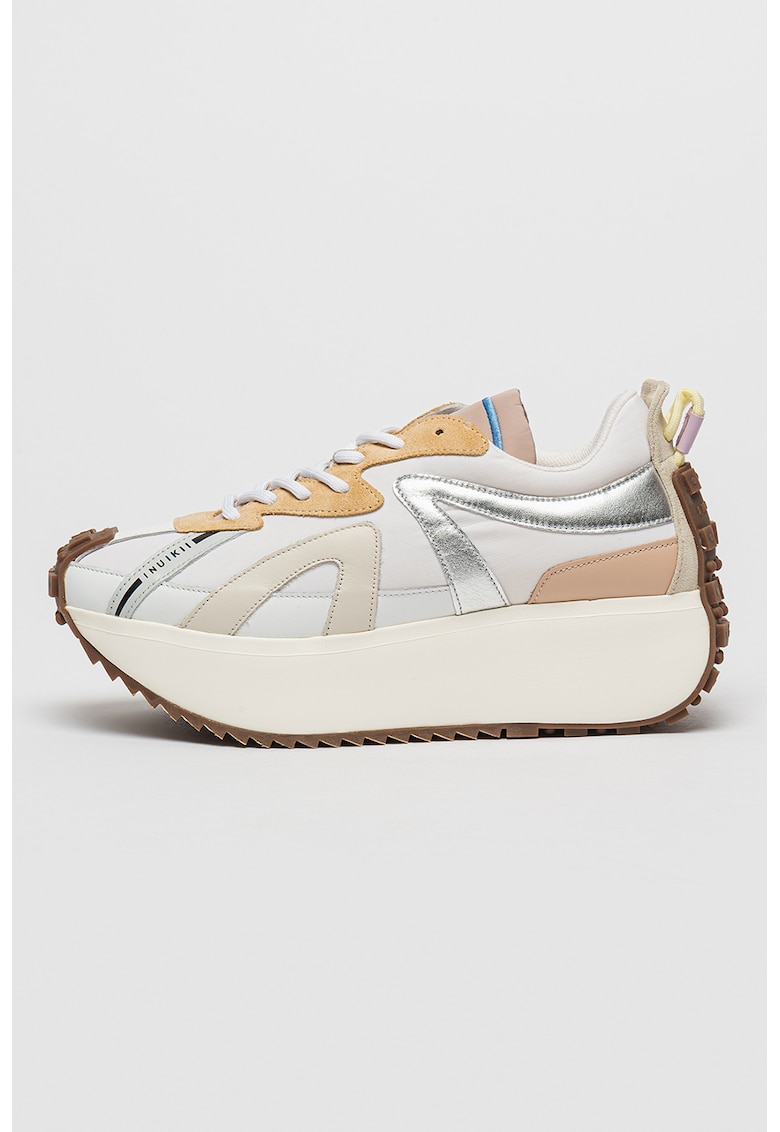 Pantofi sport flatform cu piele si piele intoarsa Maribella Pantofi sport flatform cu piele si piele intoarsa Maribella