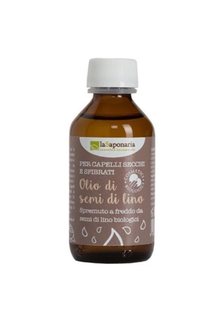 Ulei organic de seminte de in pentru par uscat si fragil La Saponaria - 100 ml