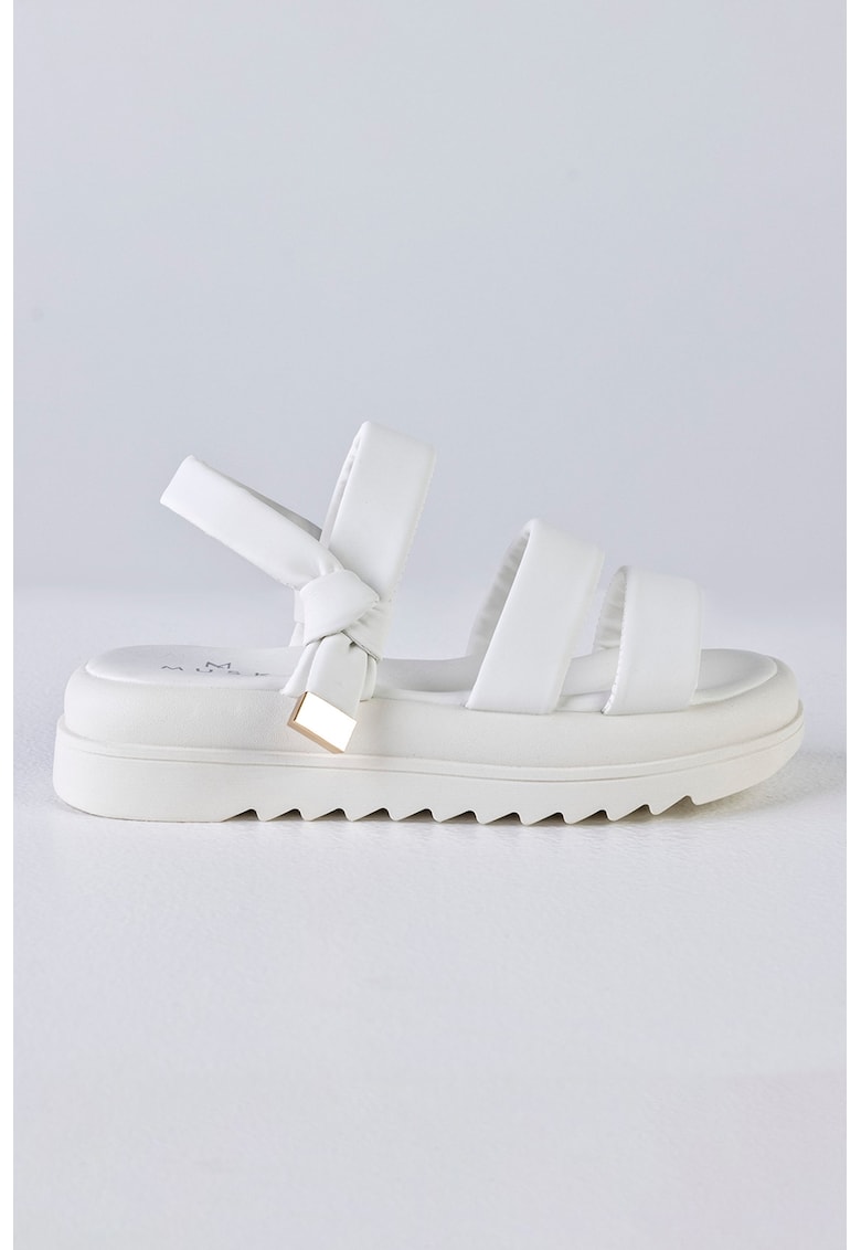 Musk Sandale wedge de piele ecologica - Alb optic