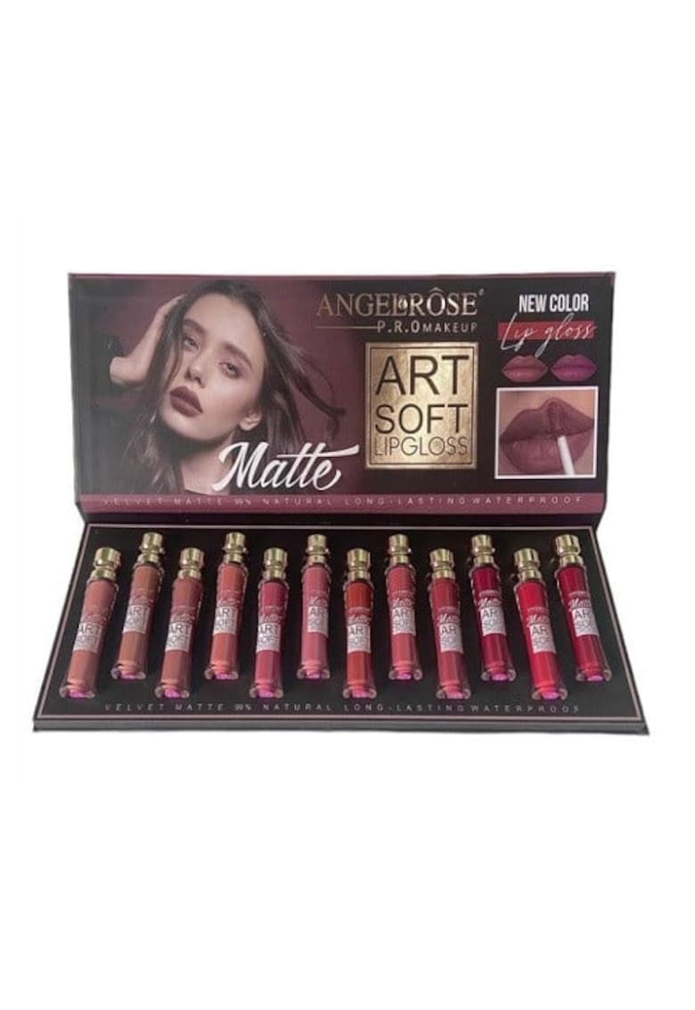Set 12 Rujuri de Buze Mate si Rezistente - Angel Rose - Art Soft Waterproof - Natural Velvet Matte