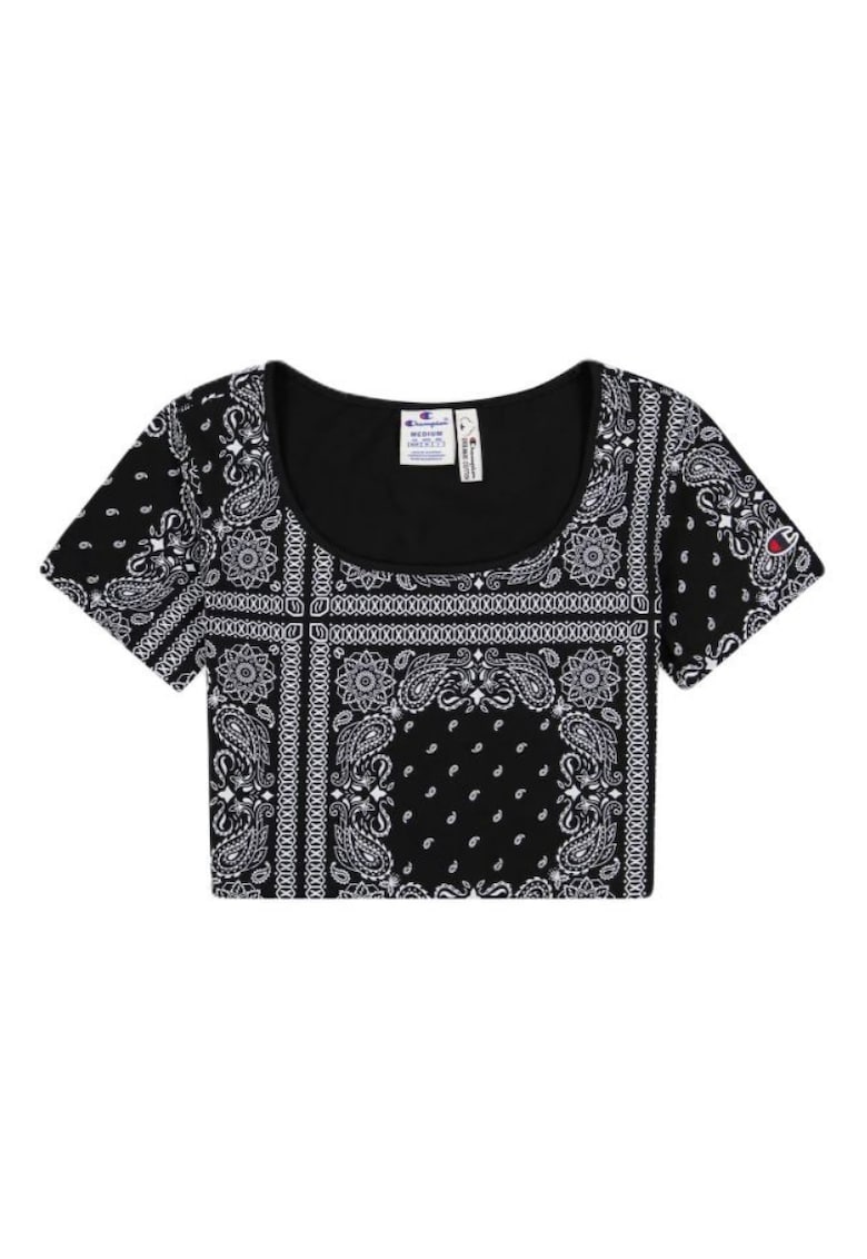 Tricou crop din bumbac cu imprimeu