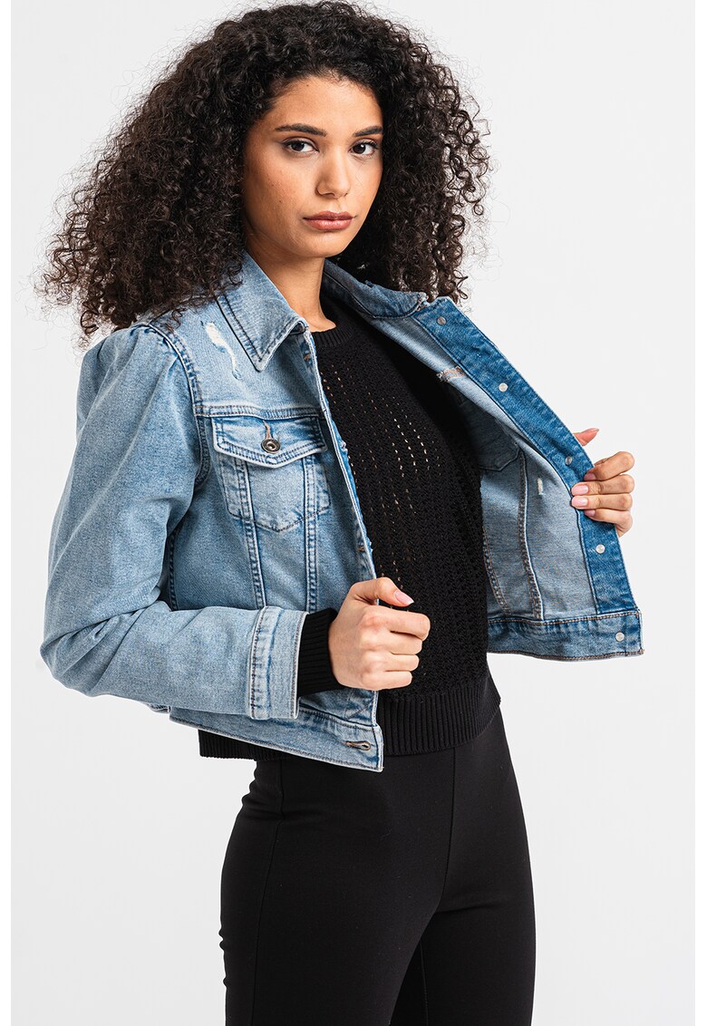 Jacheta crop de denim