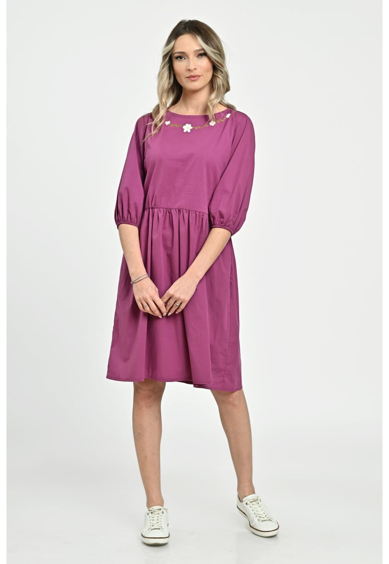 888144275-Rochie Medie Dama V265 - Fucsia pictata