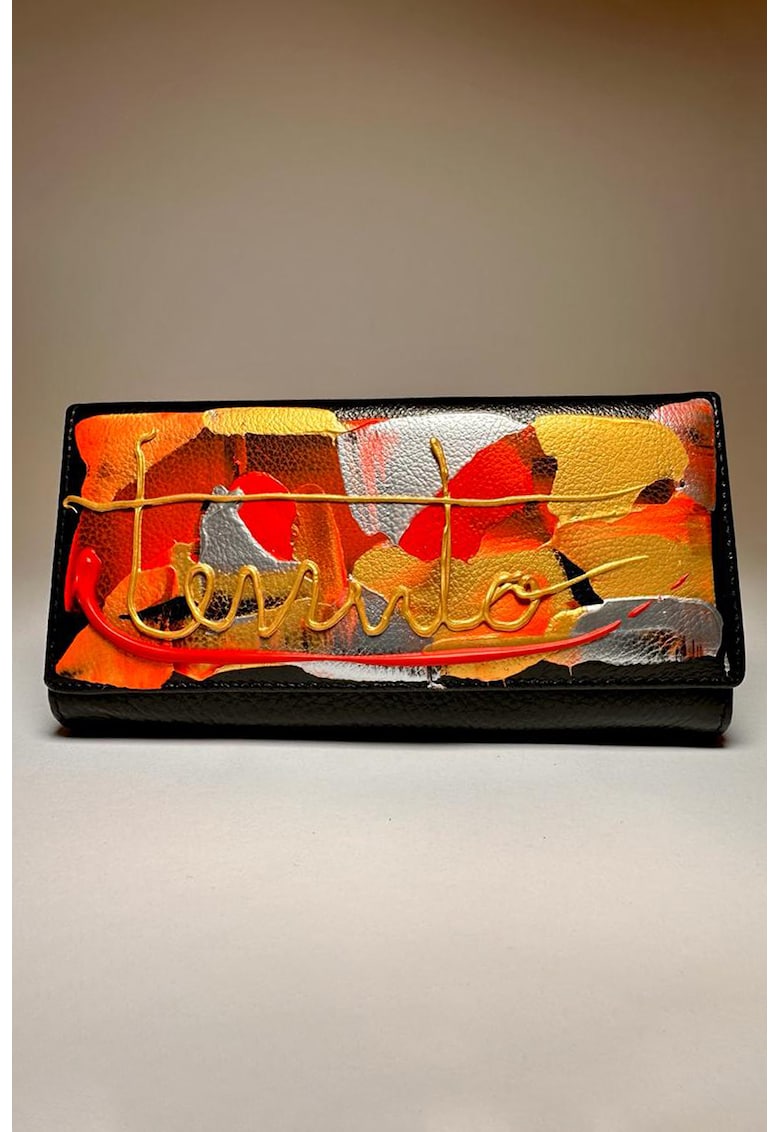 Portofel din piele pictat manual