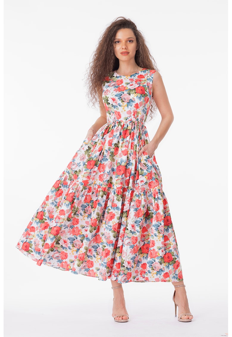 Rochie evazata fara maneci cu buzunare laterale