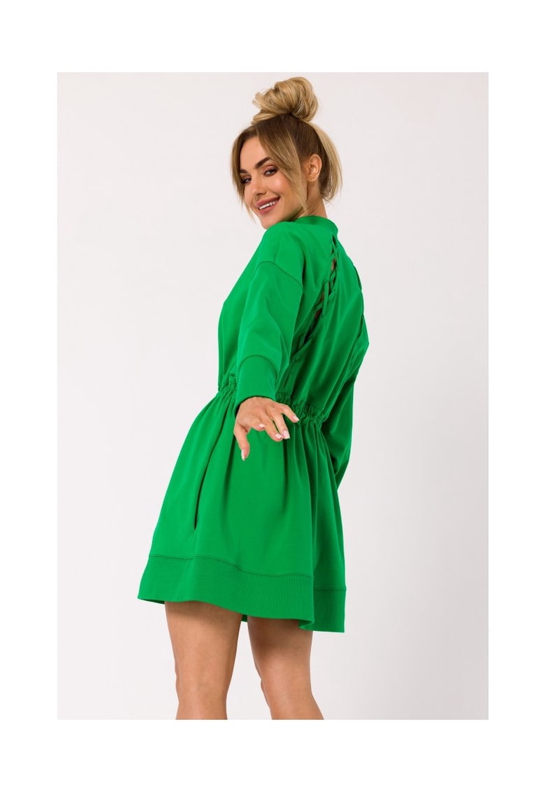 Rochie cu fermoar si decupaje la spate - verde luxuriant - 2XL/3XL