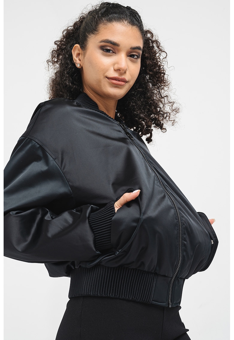 Jacheta bomber cu aspect de satin