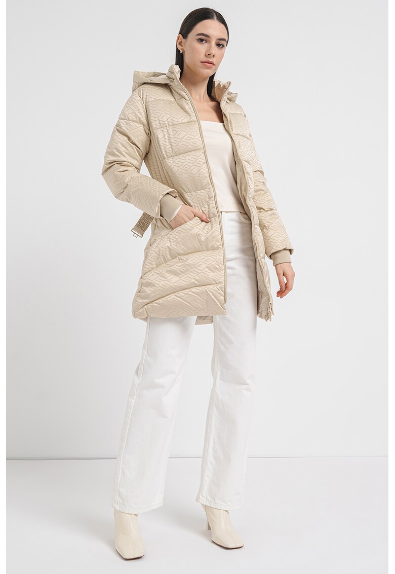 Geaca matlasata cu gluga detasabila - Maro camel