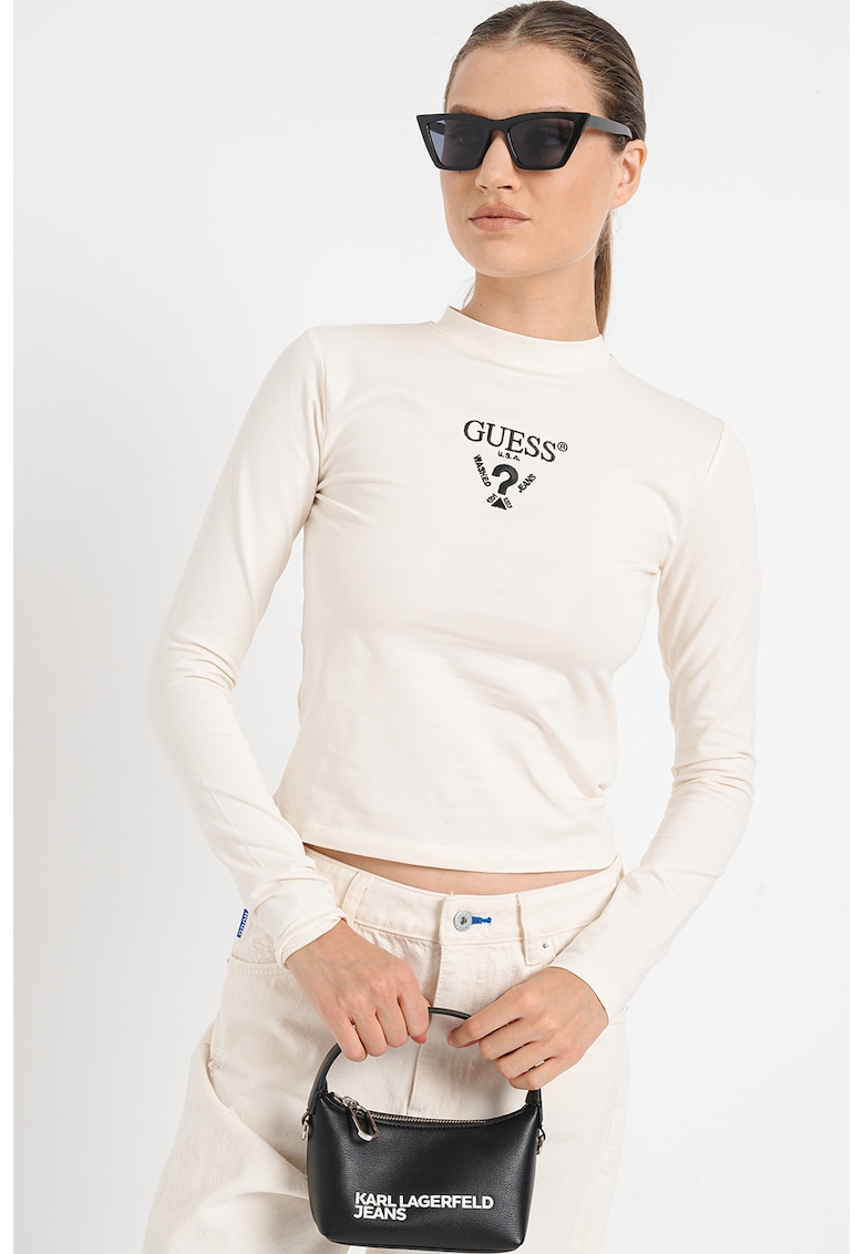 Bluza crop cu logo brodat pentru fitness