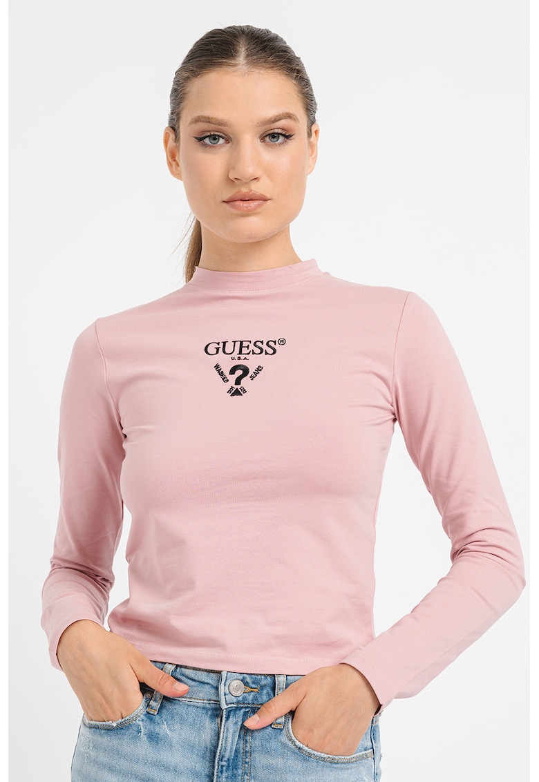 Bluza crop cu logo brodat pentru fitness