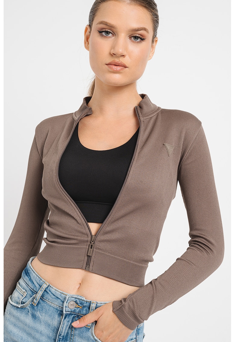 Bluza de trening crop cu fermoar